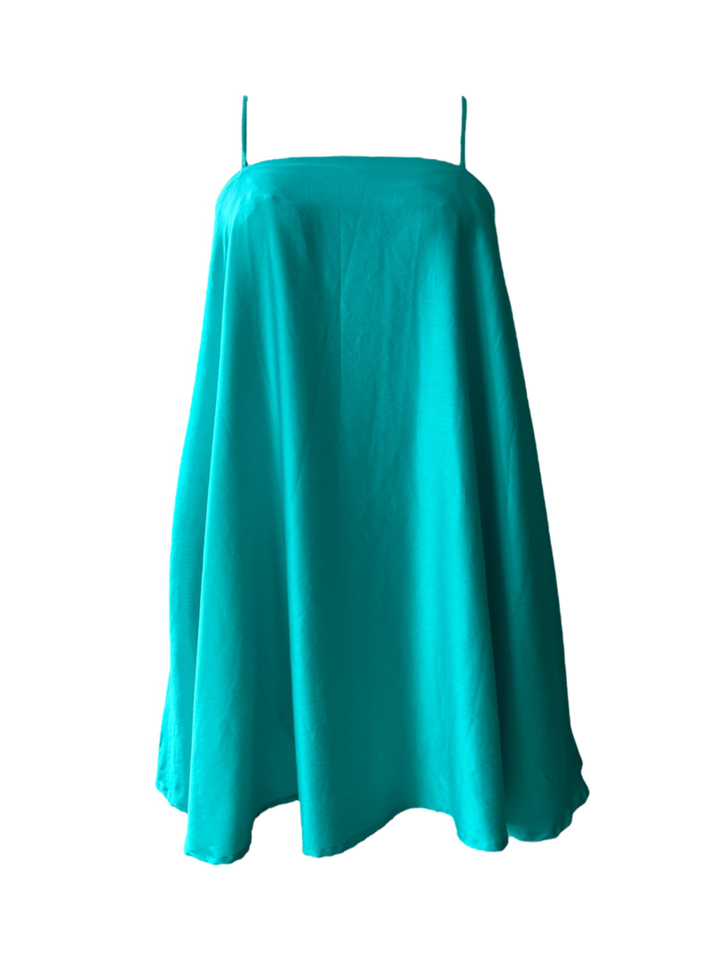 a turquoise color flare tent spaghetti strap dress from adrina fanore