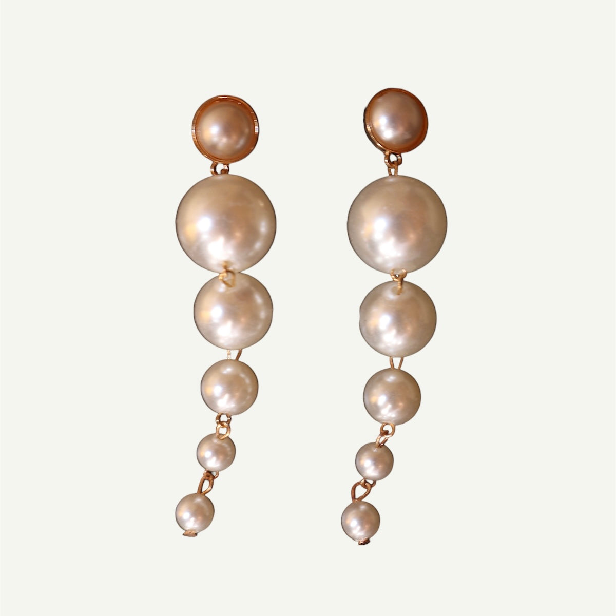 long pearl and alloy tiered earings